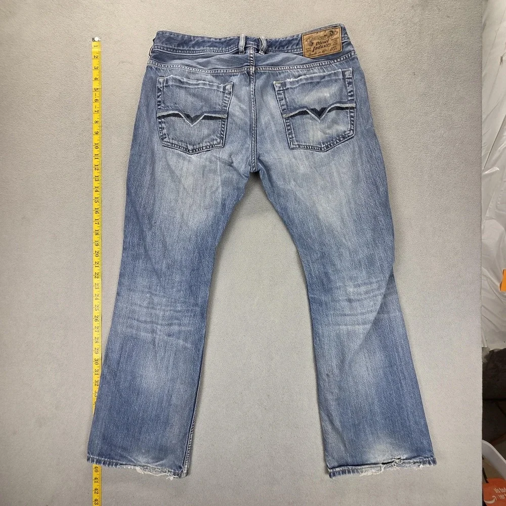 Diesel Jeans Mens 34x30 Blue Zatiny Med Wash Bootcut Button Fly 008XR